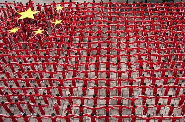 Parata rappresentativa della bandiera cinese